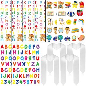 Jetec 4 Sets 2024 Preschool Graduation Stole Kindergarten Graduation Stole for Kids Iron on Letters for Gown Cap DIY