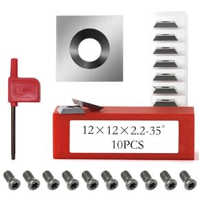 12mm Square Carbide Inserts Cutters Indexable Inserts 4 Edges 12 x 12 x 2.2 mm for Woodworking Spiral Helical Planer Head Wood Planer Bit Trim Router Bit DIY Wood Lathe Turning Tools 10pcs