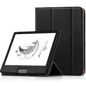 Case for Onyx Boox Leaf2/Boox Leaf3/Boox Leaf3c/Boox Page 7/Boox go Color 7 inch，Premium Leather Business Folio Stand Cover with Hand Strap for Ebook,Black.