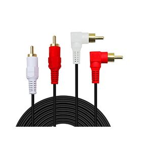 2RCA Cable, Gold Plated 90 Degree Right Angle 2-Male to 2-Male RCA Audio Cable (25FT)