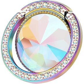 Iridescent Glitter Bling Bling Phone Ring Holder,Sparkle Phone Ring Artificial Diamond Stand,Rhinestone Cell Phone Finger Ring(Rainbow)
