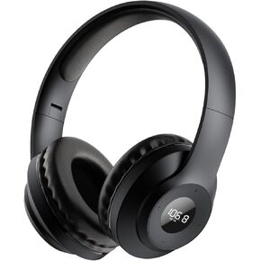 X5 Rechargeable & Portable FM Radio Headphones with Best Reception, LED Display, Soft Ear Muffs, FM Headset Radio Receiver for Meeting, Works, Hiking, Jogging (Beige)