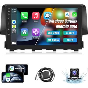 Android Car Stereo 2016 2017 2018 2019 2020 2021 Honda Civic Radio Apple Carplay Android Auto 9 Inch Touchscreen Car Radio Android Car Screen with GPS Navigation Bluetooth WiFi Backup Camera SWC