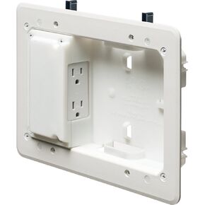 Arlington TVL2508K-1 طقم جسر تلفزيون منخفض المستوى للجدران الضحلة، صندوق 8 بوصة × 5 بوصة، جدار جاف 1/2 بوصة أو 5/8 بوصة، أبيض، عبوة واحدة