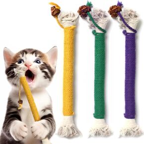 Letalong 3 PCS Cotton Rope Cat Toys for Indoor Cats, Interactive Cat Rope Toys with Silvervine Fruit for Cats and Kittens, Handmade Pet Chew Toys for Teeth Cleaning