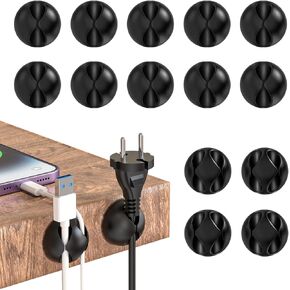 Cable Holder Cable Clips, 14 Packs Multi-Purpose Cable Management Cable Organiser Set for Desk, Audio Cable, Power Cord, USB Charging Cable (Black-14pcs)