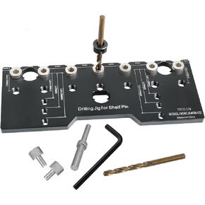 Shelf Pin Jig 1/4" Metal Shelf Pin Drilling Jig Drill Guide for Straight Holes Shelf Pin Drilling Jig Cabinet Hardware Jig Aluminum Shelf Pin Drilling Template Woodworking for Shelf Pin Drilling