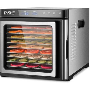Food Dehydrator for Jerky, 9 Stainless Steel Trays Food Dehydrator Machine, 800W Fruit Dryer 165 ℉ Temperature & 48H Timer for Meat, Dog Treats, Herb, Veggies, Yogurt, BPA Free