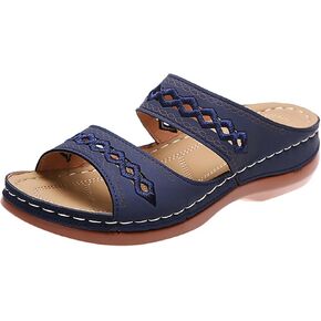 Sandals for Women Wedge Shoes Slip On Wide Width Sandals for Women Orthopedic Sandals for Women Arch Support Slides Sandals Comfortable Lightweig