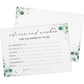 50pcs Baby Shower Advice Cards Advice and Wishes for the Parents to be Baby Shower Keepsake Favors Greenery