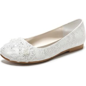 Emily Bridal Women's Silk Like Satin Flat Heel Closed Toe Flats