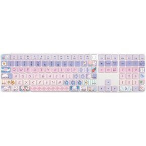 Cute Keyboard Cover Skin for 2021 Apple iMac Magic Keyboard (Model: A2520) with Numeric Keypad and Touch ID, Silicone Keyboard Protector, US Layout, Cute Bunny