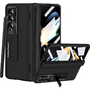 for Samsung Galaxy Z Fold 5 Case with S Pen & Pen Holder, [Hinge Protection] [Built-in Screen Protector] [Kickstand] All-Inclusive Luxury PU Leather Phone Case for Z Fold 5 2023 Blue