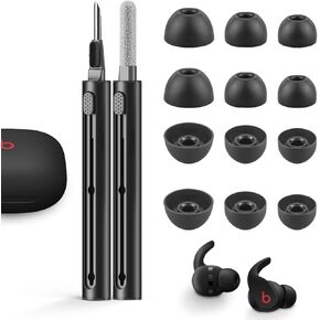 6 Pairs Replacement Ear Tips for Beats Fit Pro/Beast Studio Buds with Cleaning Pen, No Silicone Pain Anti-Slip Fit in Case, Compatible Beats Fit Pro and Beast Studio Buds Earphone(3 Size S/M/L-Balck)