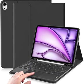Touch Keyboard Case for iPad Air 11 Inch 2024 (M2), iPad Air 5th/4th Gen 10.9 Inch (2022/2020) with Pencil Holder, Smart Magnetic Detachable Wireless Bluetooth Touchpad Keyboard, Black