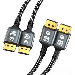 كابل DisplayPort 16K 2.1، كابل 20 قدم DP [16K@60 هرتز، 8K@120 هرتز، 4K@240 هرتز، 40 جيجابت في الثانية]، كابل DP إلى DP مطلي بالذهب عالي السرعة لشاشة الألعاب، شاشة HDR/HDCP/FreeSync/G-Sync 4090 7900XTX in Kuwait