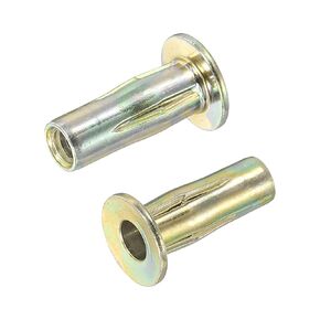 uxcell Multi-Grip Rivet-Nut, M6 Pre-Bulbed Shank Carbon Steel Color-Zinc-Plated Flat Head Threaded Insert Nut 40Pcs