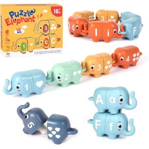 13PCS Elephant Alphabet Learning Toys for Toddlers 2-4, Toddler Preschool Learning Activities, Educational Montessori Toys for 2 Year Old, Double Sided Matching Game A-Z