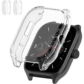 Screen Protector Case for Amazfit GTS 4 Smart Watch, 2-Pack Soft TPU Ultra-Thin Full Face Cover Replacement Bumper Accessories for Amazfit GTS 4, Black