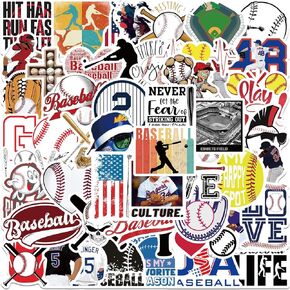 50 Pieces Baseball Sport Stickers for Adult, Cool Baseball Sport Waterproof Vinyl Decal for Kids Teens Laptop Skateboard Water Bottle Phone Case, Pink, CCL004