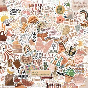 100PCS Boho Vintage Inspirational Mental Health Decals for Scrapbooking, Motivational Sticker Pack for Women Adults Kids Teen Teachers, Cartoon Sticker Aesthetic Sticker Phone Laptop Diary Decoration