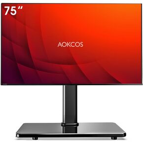 Tabletop Swivel TV Stand, Universal TV Stand for 32-75 inch LCD/LED/OLED TV with Tilt, 8 Levels Height Adjustable TV Mount Stand with Tempered Glass Base, MAX VESA 4000x600mm, Holds up to 99lbs