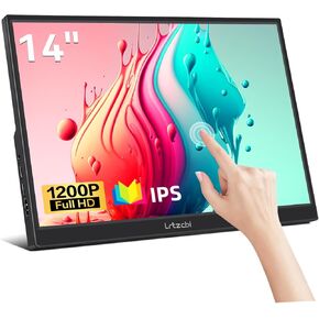 شاشة محمولة تعمل باللمس مقاس 14 بوصة، شاشة IPS تعمل باللمس مقاس 1920x1200 مع USB C HDMI لأجهزة الكمبيوتر المحمول/الكمبيوتر الشخصي/الهاتف/Xbox/Switch/PS4/Raspberry pi، شاشات الكمبيوتر