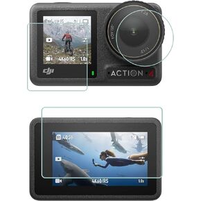 Screen Protector Lens Screen Protector (Front + Back) LCD Display Protector for DJI OSMO Action 4 Camera, 3 PCS Tempered Glasses, High Definition, 9H Hardness, Anti-scratch