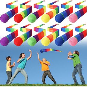 Leyndo 12 Pcs Throw and Catch Ball with Rainbow Tail, Soft Rainbow Play Ball, Sports Comet Balls Playground Toys Bulk for Indoor Outdoor Games and Activities Fun Throwing School, 25.59 Inch Long