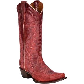Circle G Women's Red Embroidery And Triad Snip Toe Boot