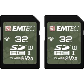 EMTEC 32GB Outdoor SD Card - UHS-I U3 V30 Class 10 Trail Camera SD Card - IPX6 and IPX7 Protection - Ideal for 4K UHD Videos - 2-Pack