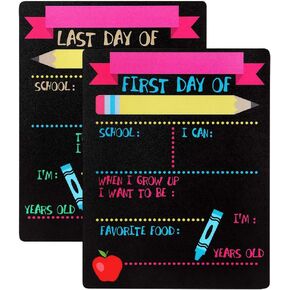 PETCEE My First Day and Last Day of School Chalkboard Sign,9"x12" First Day of School Chalkboard Photo Prop Double Sided Back to School Board for Kids,Girls & Boys