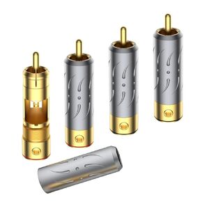 Viborg VR109G Hi-End RCA Male Plugs, Pure Copper Gold Plated Soldering RCA Jack Connectors (VR109G, Gold Plated)