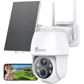 2pcs 2K Solar Security Camera Wireless Outdoor, Solar-Powered, 355° Pan/120° Tilt/4X Digital Zoom, 3MP Color Night Vision, Two-Way Audio, Easy to Install, 2.4GHz Wi-Fi