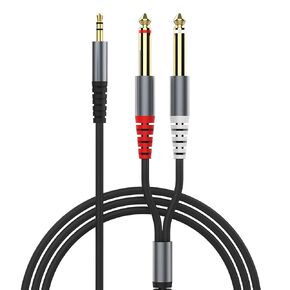 1/8 to 1/4 Stereo Cable, 3.5mm 1/8 inch TRS Stereo to Dual 6.35mm 1/4 inch TS Mono Breakout Cable Y-Splitter Stereo Cord Adapter Compatible for Home Stereo Systems, Laptop, Amplifier, MP3 - 1.5m/4.9ft