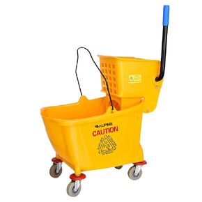 Alpine Industries Commercial Mop Bucket with Side Press Wringer - Mop Bucket with Wheels - Perfect for School, Offices, Resturants, Restrooms - 36 Qt - Brown