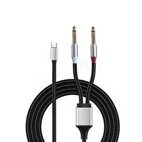 1/4 inch Audio Cable for iPhone, Dual 6.35mm 1/4 TS Stereo Cable 6.6ft Y Splitter Aux Cord Adapter Compatible with iPhone, Mixer,CD Player, Speaker, Home Amplifier