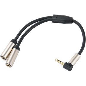 كابل مقسم الصوت Halokny، زاوية يمنى 90 درجة 3.5 مم ذكر إلى 2 أنثى جاك سماعة رأس صوت ستيريو Y كابل محول مقسم للأجهزة اللوحية ومشغلات MP3 (زاوية يمين 90 درجة) in Kuwait