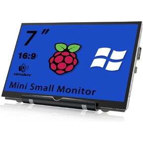 Upgraded Version 7'' Raspberry Pi Screen HDMI Monitor 800x480 LCD Screen Mini Small Monitor for Raspberry Pi 4/3/2/Zero/B/B+ Win11/10/8/7 (Non-Touch), Dual Speakers, Driver Free