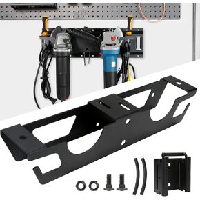 2 Bay E-Track Angle Grinder Holder Tool with Cord Hanger, Angle Grinder Storage Rack Wall mount Bracket for 5 inch Grinder, Polisher Holder for Angle Grinders, Polishers, Cutters E Track Accessories