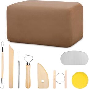 Sculpting Clay, Modeling Clay for Sculpting, 5.5lbs Natural Air Dry Modeling Clay Sculpting Kit with Pottery Sculpting Tool Set, All-Purpose Clay Sculpting Kit - Yellow Clay Kit for Adults