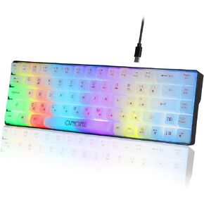 CHONCHOW 60% Transparent Gaming LED Keyboard RGB 68 Keys Wired Keypad with 10 Preset Effects Mechanical Switch Feel Compatible with PC Mac Linux Xbox one PS4 PS5(AllWhite)