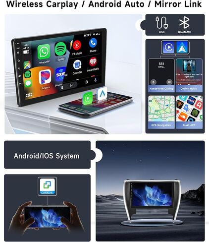 [8 CORE 2G+64G] راديو سيارة لسيارة Toyota Camry 2015 2016 2017 مع Carplay/Android Auto، 10.1 بوصة Android 13 IPS شاشة لمس ستيريو للسيارة، بلوتوث، GPS، WiFi، SWC، DSP + كاميرا احتياطية in Saudi Arabia