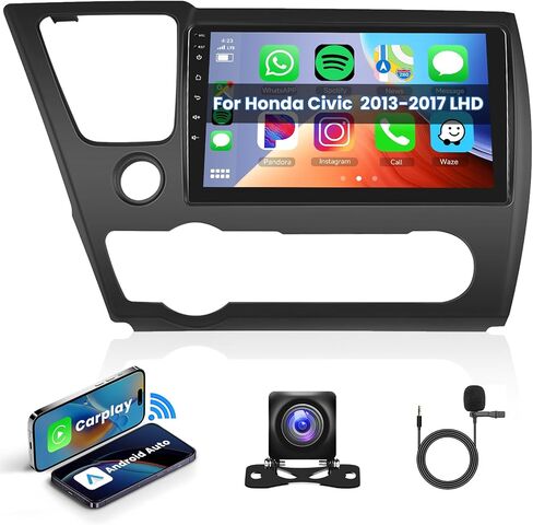 Hodozzy 2GB+64GB 8 Core Android Car Stereo for Honda Civic 2013 2014 2015 2016 2017 with Wireless Carplay Android Auto, 9 inch Touch Screen Car Radio GPS Bluetooth WiFi, FM RDS Radio, Backup Camera in Saudi Arabia