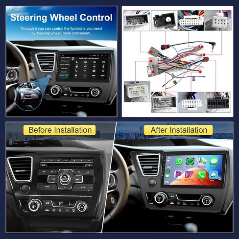 Hodozzy 2GB+64GB 8 Core Android Car Stereo for Honda Civic 2013 2014 2015 2016 2017 with Wireless Carplay Android Auto, 9 inch Touch Screen Car Radio GPS Bluetooth WiFi, FM RDS Radio, Backup Camera in Saudi Arabia