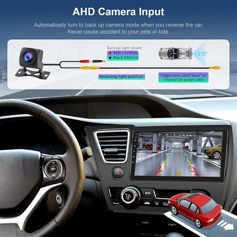 Hodozzy 2GB+64GB 8 Core Android Car Stereo for Honda Civic 2013 2014 2015 2016 2017 with Wireless Carplay Android Auto, 9 inch Touch Screen Car Radio GPS Bluetooth WiFi, FM RDS Radio, Backup Camera in Saudi Arabia