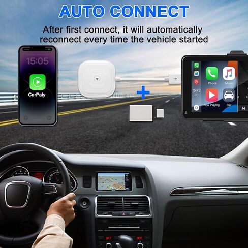 محول CarPlay اللاسلكي 2024، دونجل CarPlay لسيارات CarPlay السلكية OEM، تحويل سلكي إلى CarPlay لاسلكي، يدعم التوصيل والتشغيل عبر الإنترنت، سهل الاستخدام مناسب للسيارات من 2015 وiPhone (أبيض) in Saudi Arabia