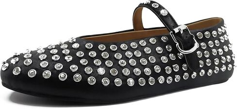 Divanne Ballet Flats for Women, Rhinestone Ballerina Shoes Crystal-Embellished Mary Jane Flats Mesh Flat Shoes in Saudi Arabia