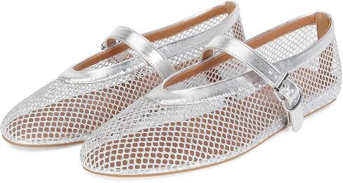 Divanne Ballet Flats for Women, Rhinestone Ballerina Shoes Crystal-Embellished Mary Jane Flats Mesh Flat Shoes in Saudi Arabia