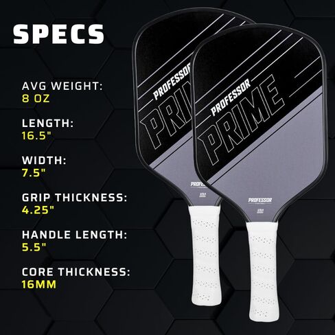 Professor Premier Pickleball Paddle Set of 2 Fiberglass Surface Paddles, 4 Balls, Carrying Bag & Grips - 2024 USAPA Approved!… in Saudi Arabia